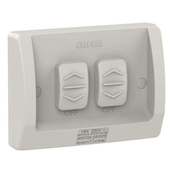 Picture of Switch, Weathershield, Flush, 2-Gang, 16AX, 250VAC, IP66
