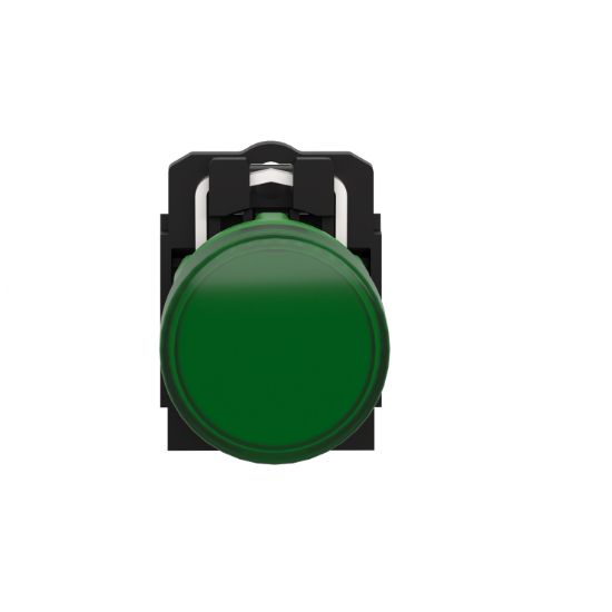 Picture of Pilot light, Harmony XB5, grey plastic, green, 22mm, universal LED, plain lens, 230...240V AC