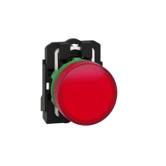 Picture of Pilot light, Harmony XB5, grey plastic, red, 22mm, universal LED, plain lens, 230...240V AC