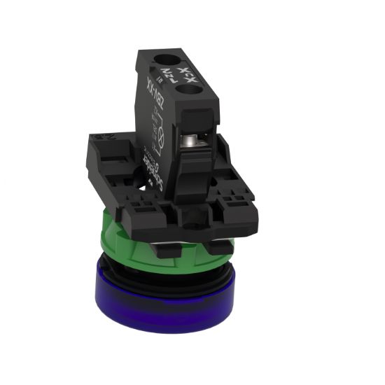 Picture of Pilot light, Harmony XB5, grey plastic, blue, 22mm, universal LED, plain lens, 230...240V AC