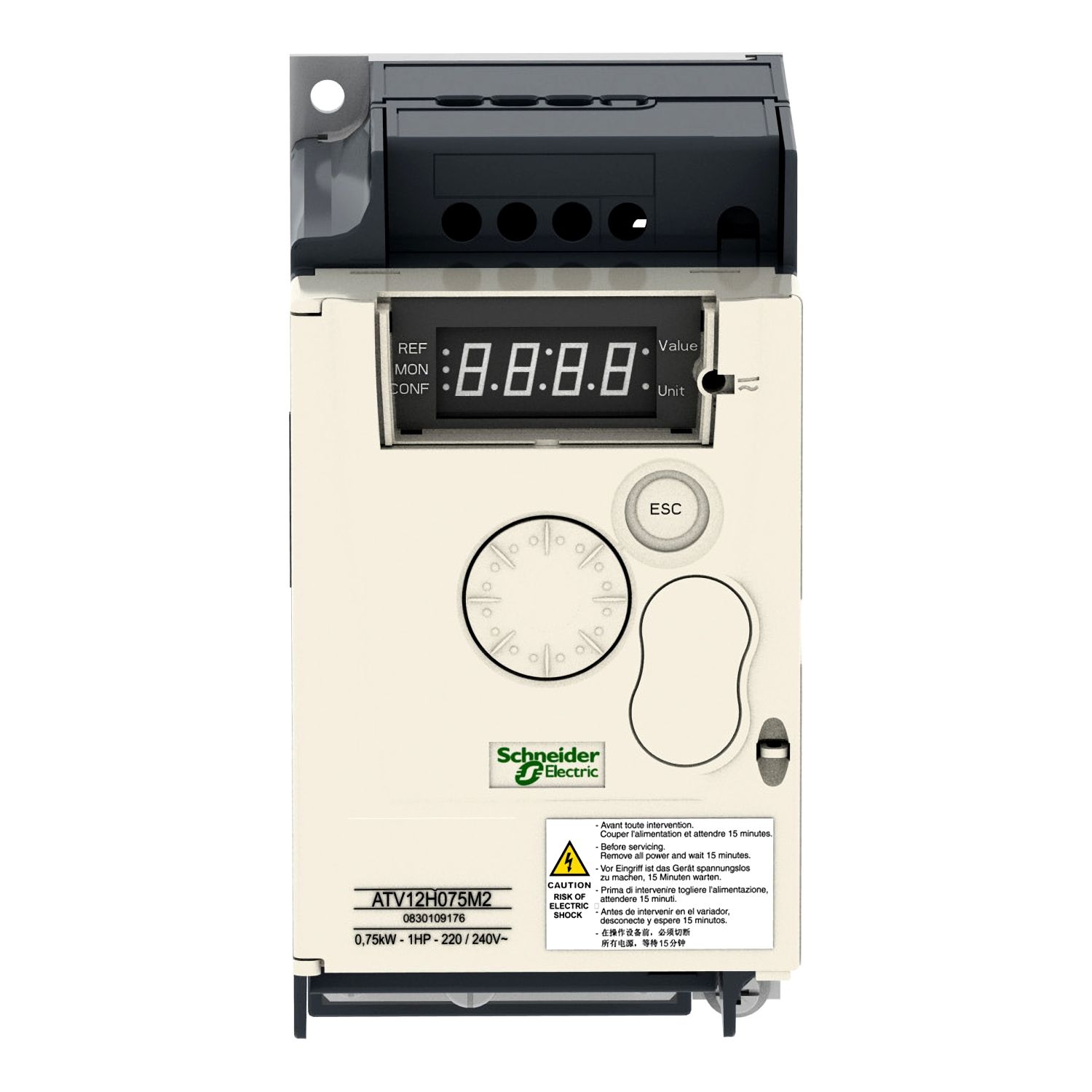 Picture of Variable speed drive ATV12, Altivar 12, 0.75kW, 1hp, 200..240V, 1ph, with heat sink