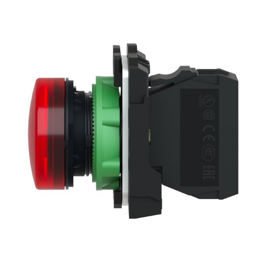 Picture of Pilot light, Harmony XB5, grey plastic, red, 22mm, universal LED, plain lens, 24V AC DC