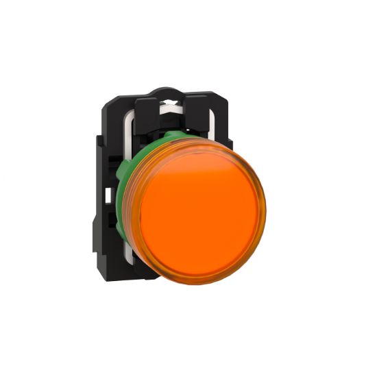Picture of Pilot light, Harmony XB5, grey plastic, orange, 22mm, universal LED, plain lens, 24V AC DC