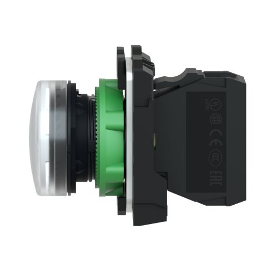 Picture of pilot light, Harmony XB5, grey plastic, white, 22mm, universal LED, plain lens, 110...120V AC