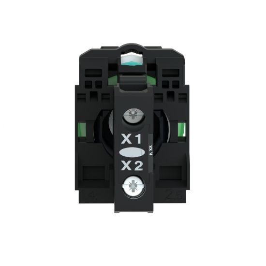 Picture of pilot light, Harmony XB5, grey plastic, green, 22mm, universal LED, plain lens, 110...120V AC