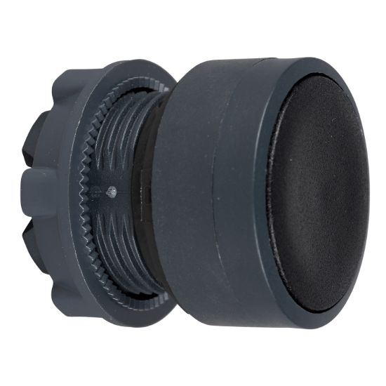 Picture of Head for non illuminated push button, Harmony XB5, XB4, black flush pushbutton 22mm spring return unmarked
