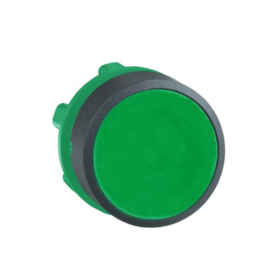 Picture of Head for non illuminated push button, Harmony XB5, XB4, green flush pushbutton 22mm spring return unmarked