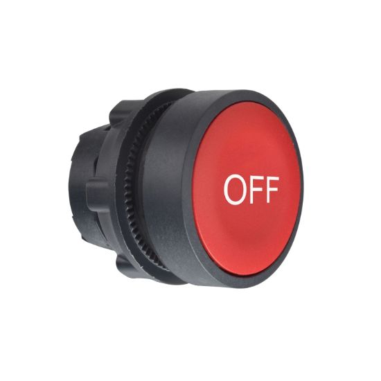 Picture of Head for non illuminated push button, Harmony XB5, red flush pushbutton 22mm spring return "OFF"