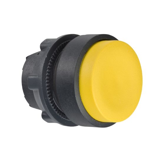 Picture of Head for non illuminated push button, Harmony XB5, yellow projecting pushbutton Ø22 mm push unmarked