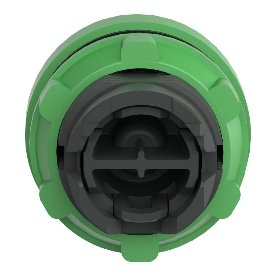 Picture of Push button head, Harmony XB5, plastic, flush, green, 22mm, spring return, coloured boot, unmarked