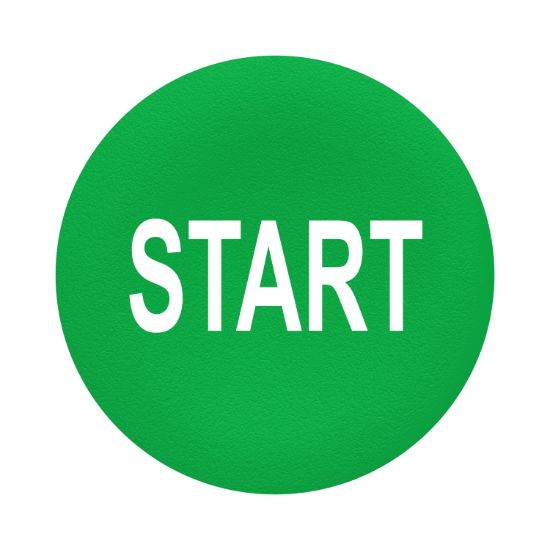 Picture of Cap for push button head, Harmony XB4, plastic, green, 22mm, white  marked START