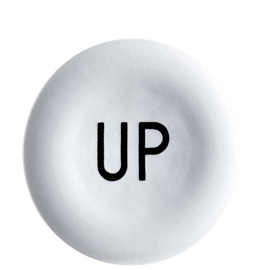 Picture of white cap marked UP for circular pushbutton 22mm