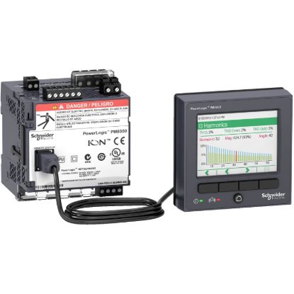Picture of Power quality meter, PowerLogic PM8000, Standard, transducer and remote display, 512 MB, 256 s/c