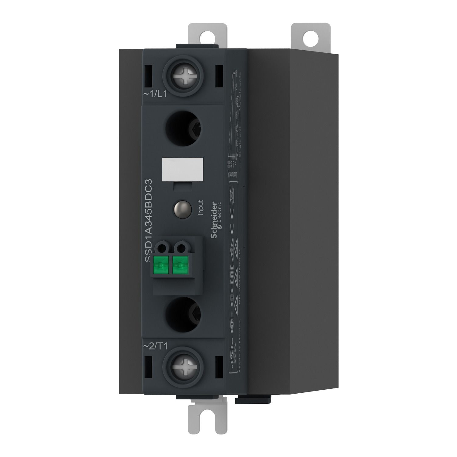 Picture of DIN rail mount relay, Harmony Solid State Relays, 45A, zeroVoltage switching, contactor configuration , input 4 to 32V DC, output 48 to 600V AC