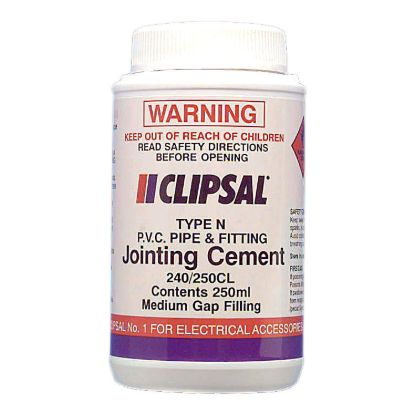 Picture of PVC Medium Gap Filling Clear Cement, Clipsal - Cable Management, 250ml Bottle with Brush