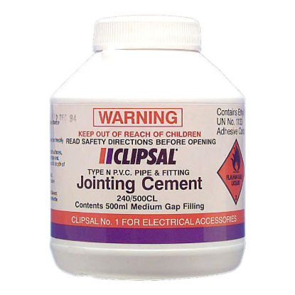 Picture of PVC Medium Gap Filling Clear Cement, Clipsal - Cable Management, 500ml Bottle with Brush