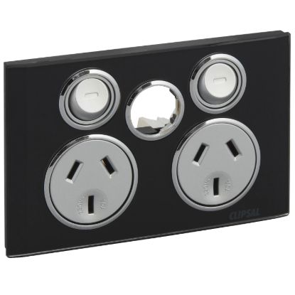 Picture of Twin Switched Socket Outlet, Saturn Series, 250V, 10A, Less Extra Switch
