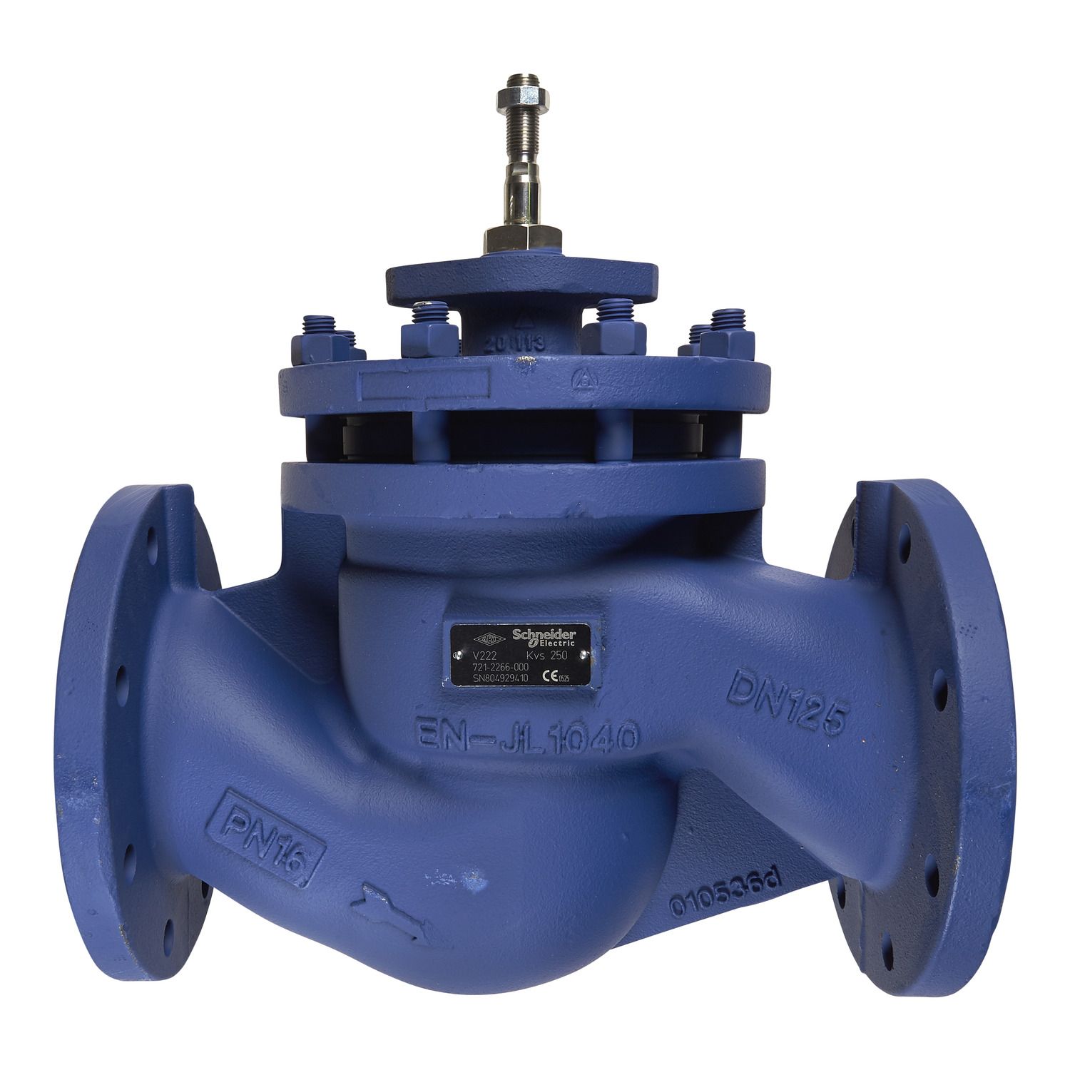 Picture of V222 Glove Valve, 2-Way, PN16, Flanged, Balanced plug, DN125, Kvs 250, Cast Iron Body, Stainless plug and seat, Max Glycol 50%, Stem up Closed