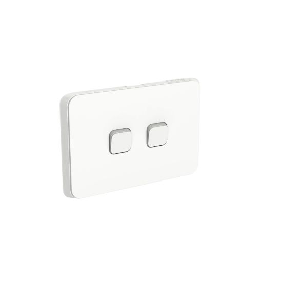 Picture of Flush Switch, Clipsal Iconic, Horizontal Mount, 2 Gang, 250V, 10AX, LED