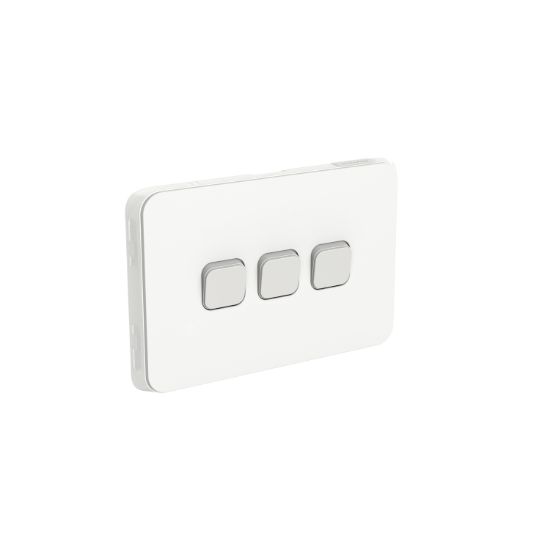 Picture of Flush Switch, Clipsal Iconic, Horizontal Mount, 3 Gang, 1-Way/2-Way, 230/240V 10AX