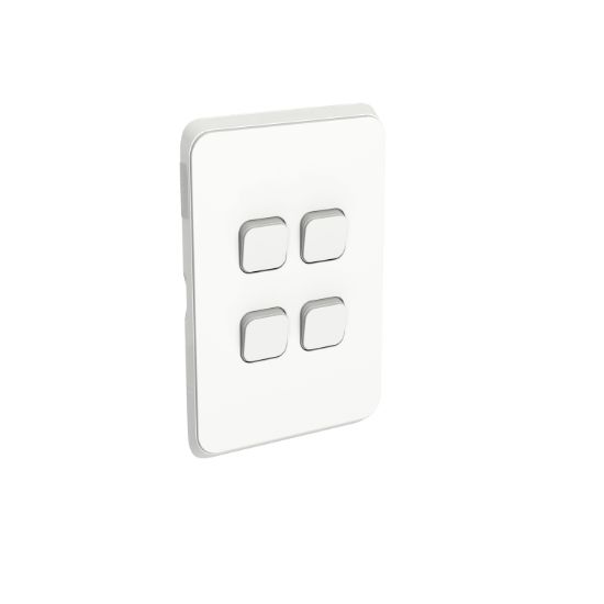 Picture of Flush Switch, Clipsal Iconic, 4 Gang, Vertical Mount, 1-Way/2-Way, 230/240V 10AX