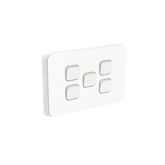 Picture of Flush Switch, Clipsal Iconic, Horizontal Mount, 5 Gang, 1-Way/2-Way, 230/240V 10AX
