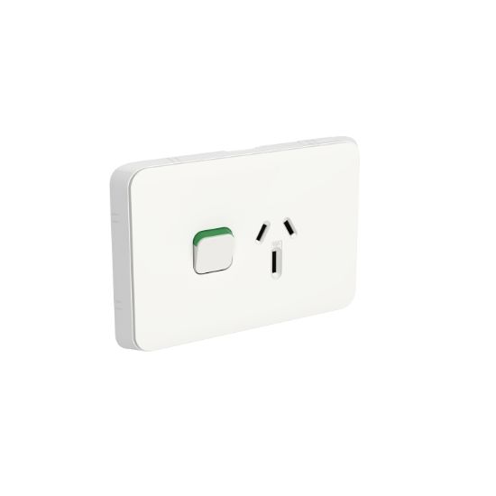 Picture of Single Switch Power Point, Clipsal Iconic, Horizontal Mount, 250 V 15 A