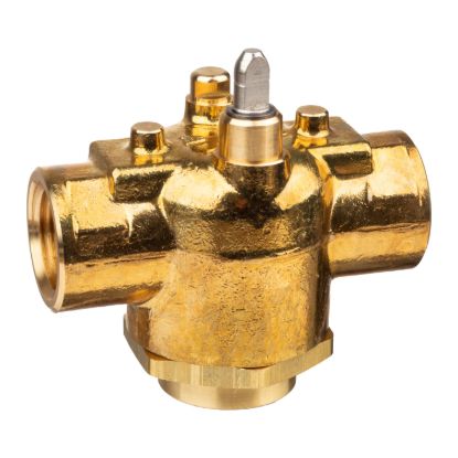 Picture of Erie Zone Valve, 3-Way, PN16, DN15 (1/2"), Rp Thread, Kvs 2.6 mÂ³/h (Cv 3.0), Pop-Top Actuator Connection, Brass Body.