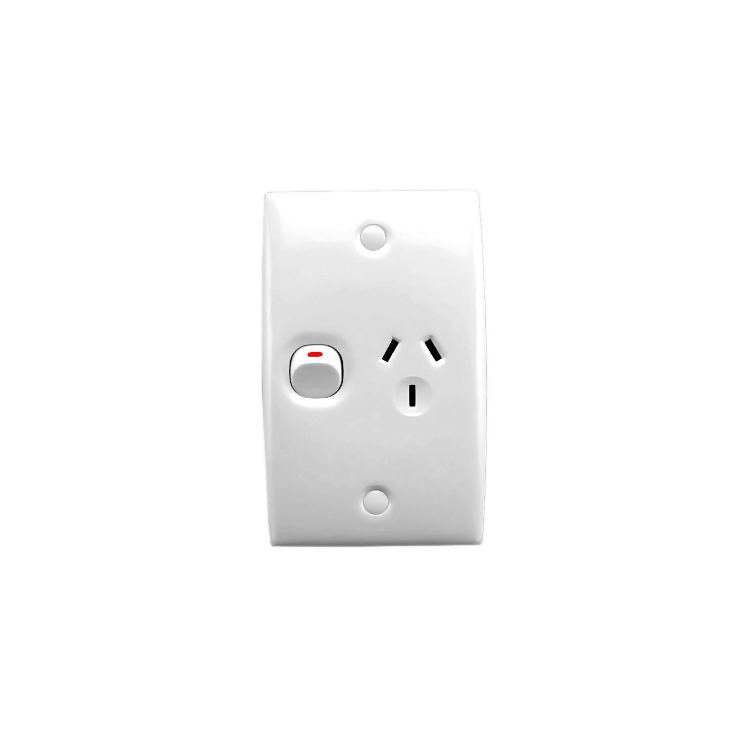 Picture of Single Switch Socket Outlet, Standard Series, 250V, 10A, Standard Size, Vertical, Safety Shutter