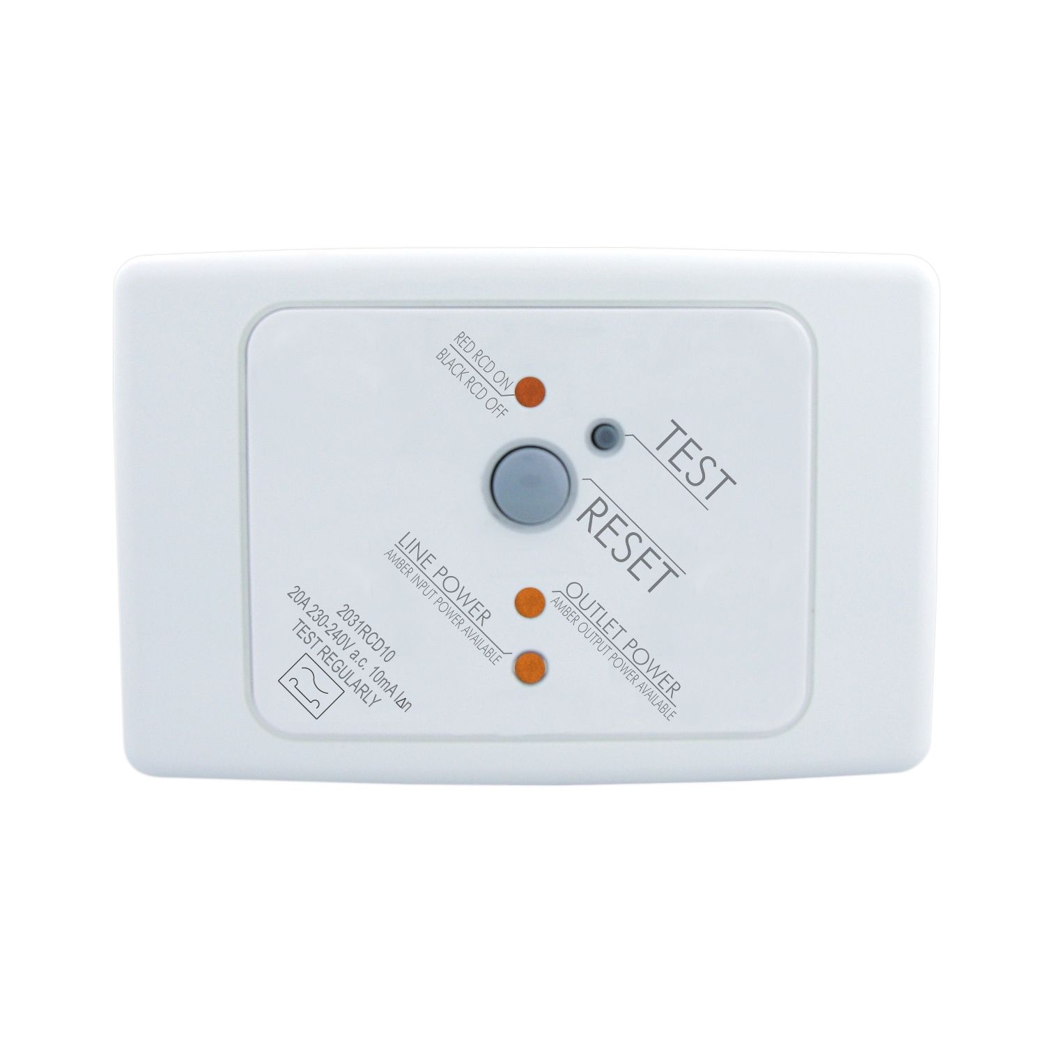 Picture of Flush Switch, 2000 Series, 1 Gang, 2 Pole, 250VAC, 10mA, RCD Protected