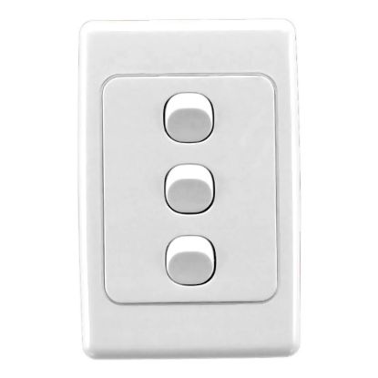 Picture of Flush Switch, 2000 Series, 3 Gang, 250VAC, 10A, Standard, Vertical