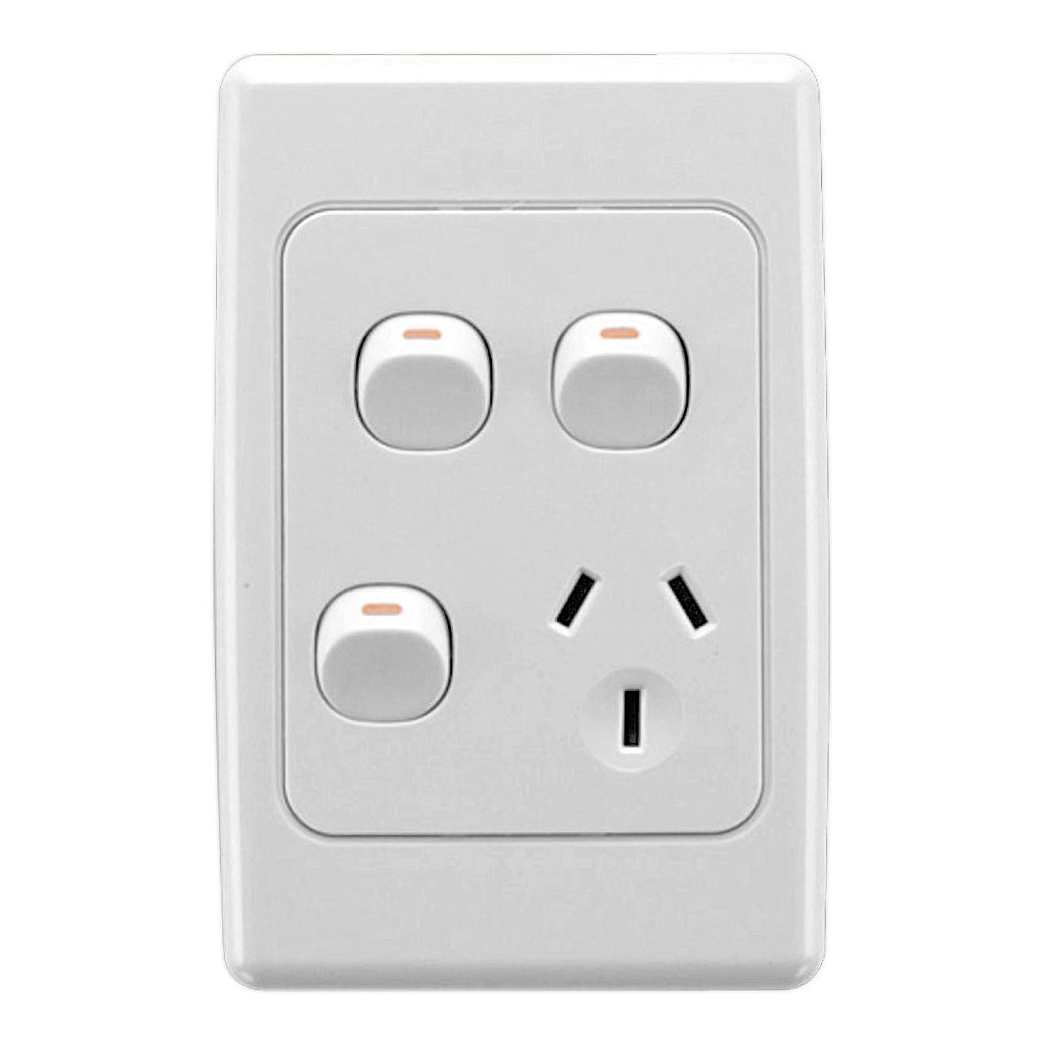 Picture of Single Switch Socket Outlet, 2000 Series, 250V, 10A, Vertical, 2 Removable Switch