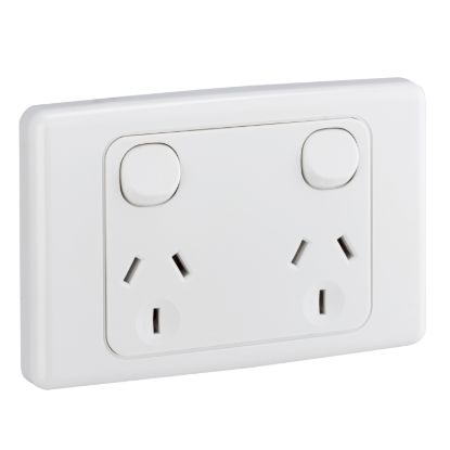 Picture of Twin Switch Socket Outlet, 2000 Series, 250V, 10A, 2 Pole