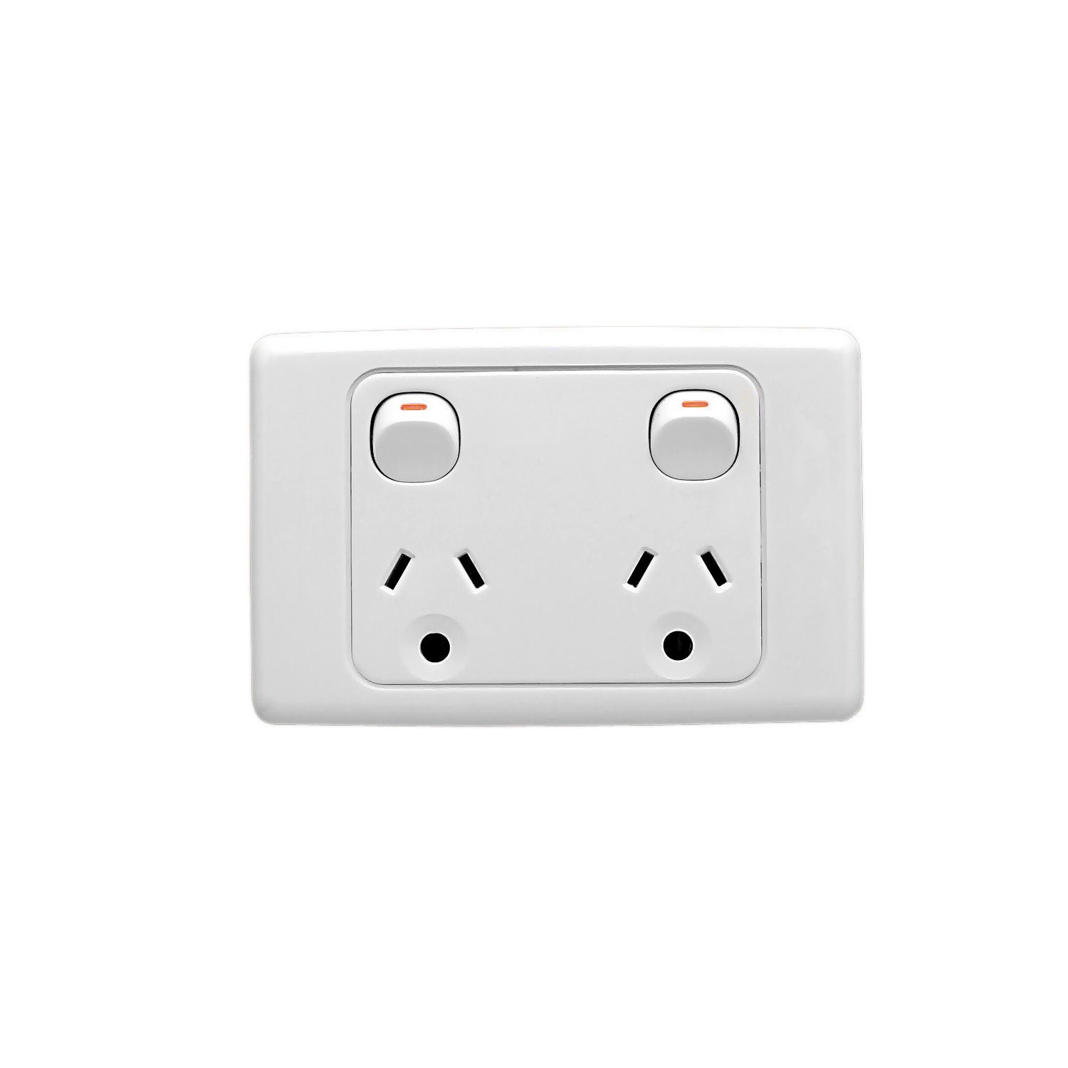 Picture of Twin Switch Socket Outlet, 2000 Series, 250V, 10A, Round Earth Pin
