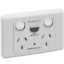 Picture of RCD Protected Twin Switch Socket Outlet, 2000 Series, 250V, 10A, 1 Pole, 10mA RCD