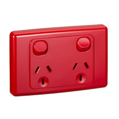 Picture of Twin Switch Socket Outlet, 2000 Series, 250V, 10A, Safety Shutter