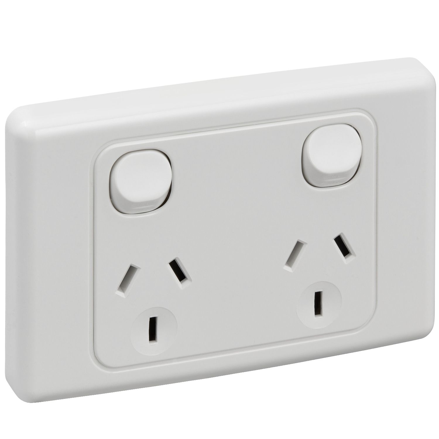 Picture of Twin Switch Socket Outlet, 2000 Series, 250V, 10A, Safety Shutter