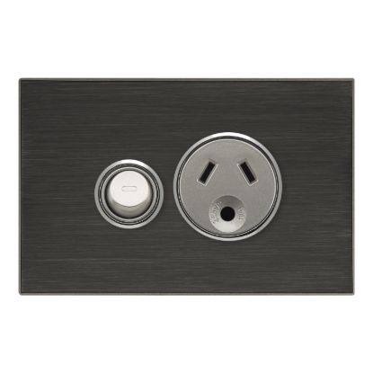 Picture of Single Switch Power Point with Round Earth, Saturn Series, 250V, 10A