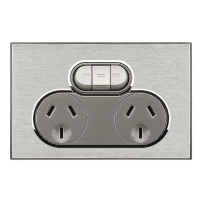 Picture of Double Switch Power Point, Saturn Series, 250V, 10A, Non-removable, Extra Switch