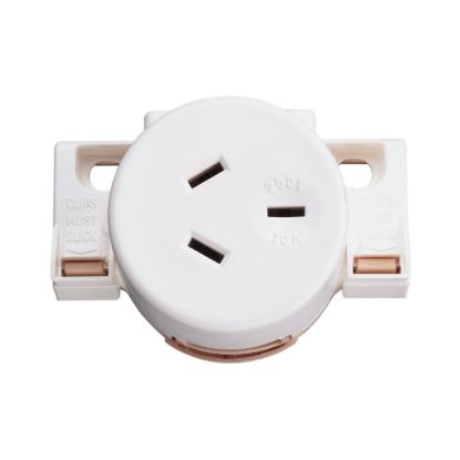 Picture of Single Socket Outlet, Standard Series, 250VAC, 10A, 3 PIN, Quick Connect, Surface Mount