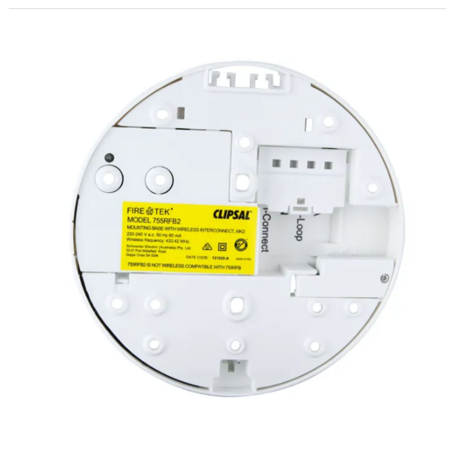 Picture of Smoke Alarm Surface Mounting Base, Clipsal - Smoke Alarms, 220-240 V a.c. Mains Power, Wireless Interconnect, Gen 2