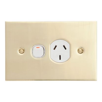 Picture of Single Switch Socket Outlet, Metal Plate Series, 250V, 10A, BBSL Style, Flat Plate