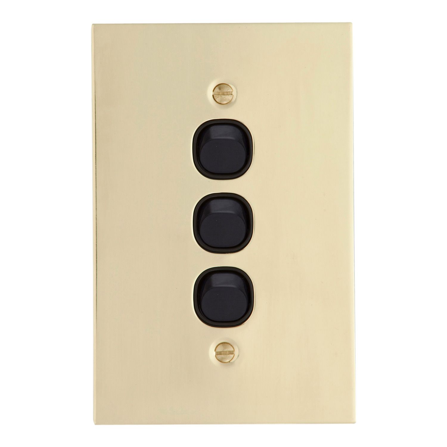 Picture of Flush Switch, Metal Plate Series, 3 Gang, 250VAC, 10A, Range, BBSL Style, Standard, Vert