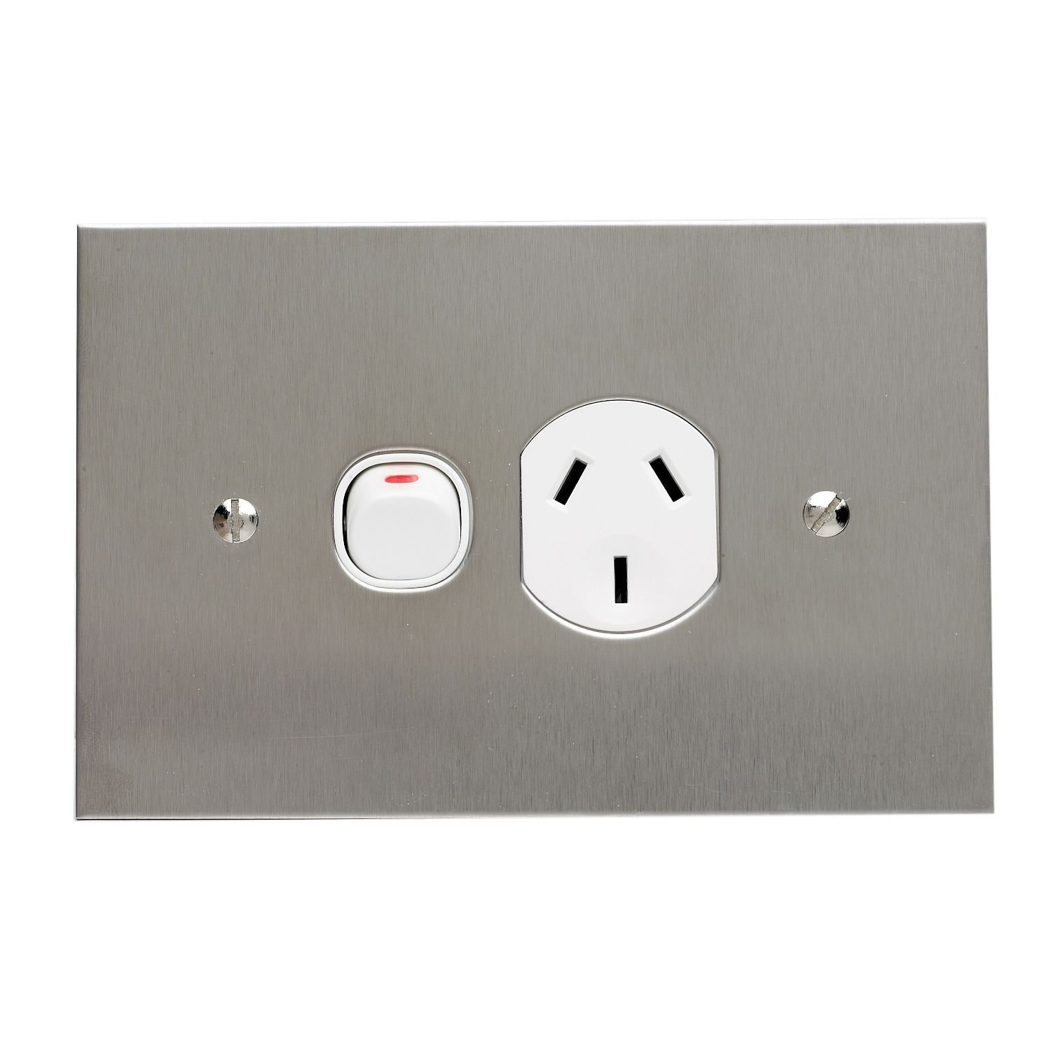 Picture of Single Switch Socket Outlet, Metal Plate Series, 250V, 10V, BSL Style