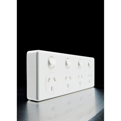 Picture of Quad Switch Socket Outlet, Classic C2000 Series, Classic, 250V, 10A, 2 Pole