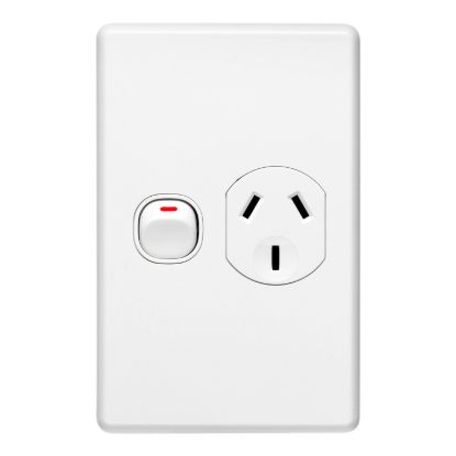 Picture of Single Switch Socket Outlet, Classic C2000 Series, Classic, 250V, 10A, Vertical