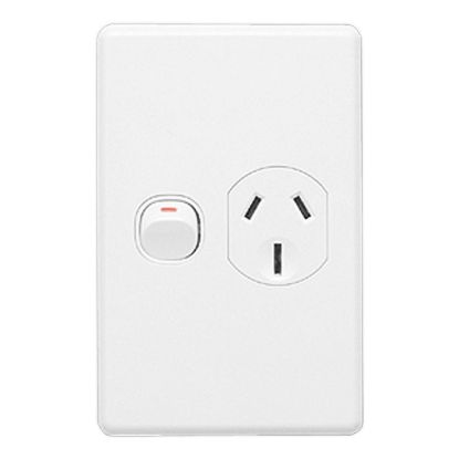 Picture of Single Switch Socket Outlet, Classic C2000 Series, Classic, 250V, 15A, Vertical