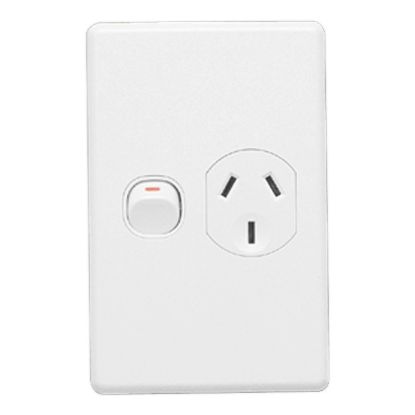 Picture of Switched Socket Outlet, Classic C2000 Series, Single, 250V, 10A, Vertical, 2 Pole