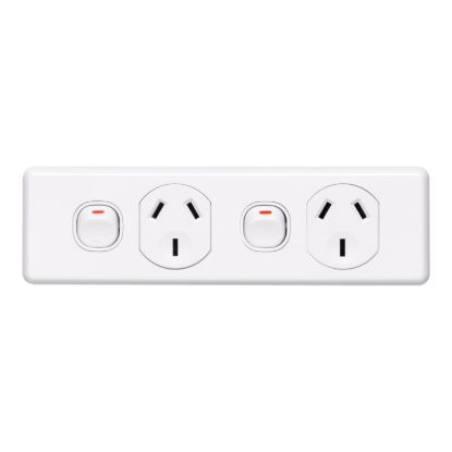 Picture of Switched Socket Outlet, Classic C2000 Series, Twin, 250V, 10A, Skirt Mount