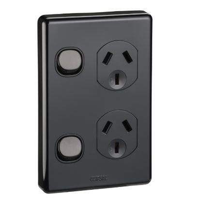 Picture of Switched Socket Outlet, Classic C2000 Series, Twin, 250V, 10A, Vertical